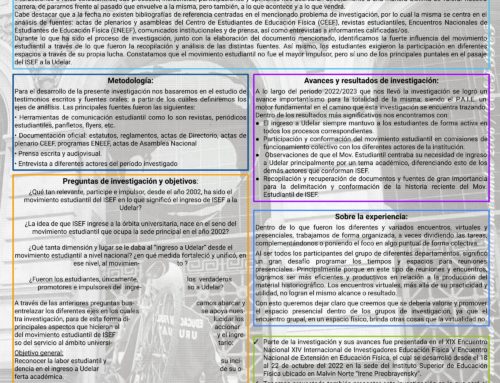 “Participación, contribución e influencia del movimiento estudiantil de ISEF en el ingreso a Udelar”